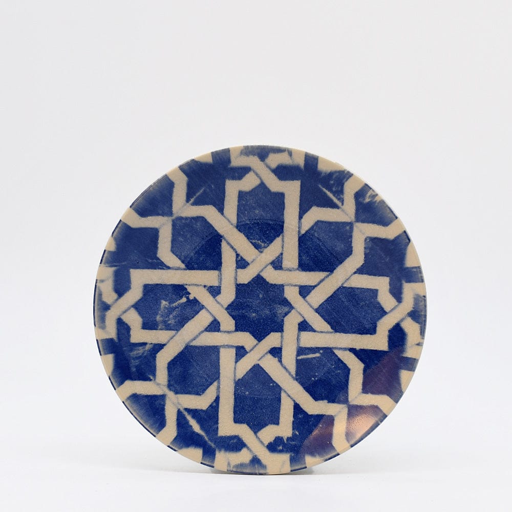 Assiette à entrée ou dessert en grès bleu aux motifs azulejos Assiette en grés "Éléments" 16cm - Lot de 4