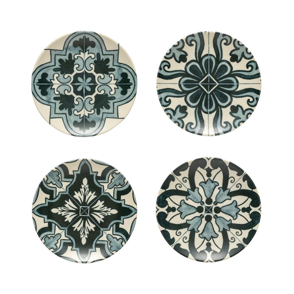 Assiette en grès I Motifs azulejos I Vente en ligne Assiette en grés "Éléments" 16cm - Lot de 4