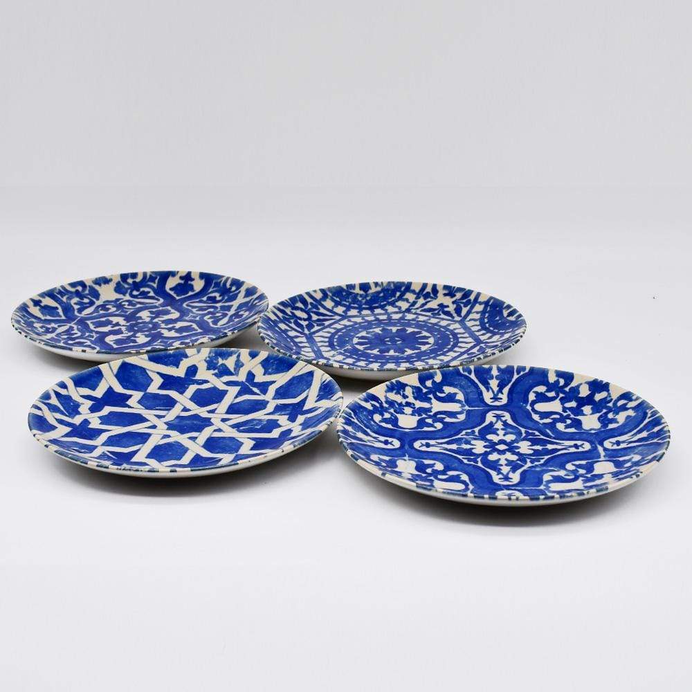 Assiette en grès I Motifs azulejos I Vente en ligne Ensemble de 4 assiettes en grés "Éléments" - 21 cm