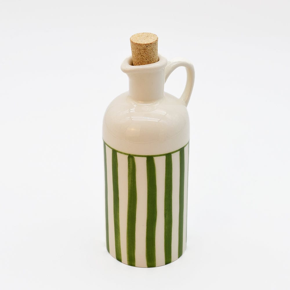 Carafe rayée verte et blanche avec bouchon en liège Carafe à bouchon rayée "Costa Nova Mar" 18cm - Vert