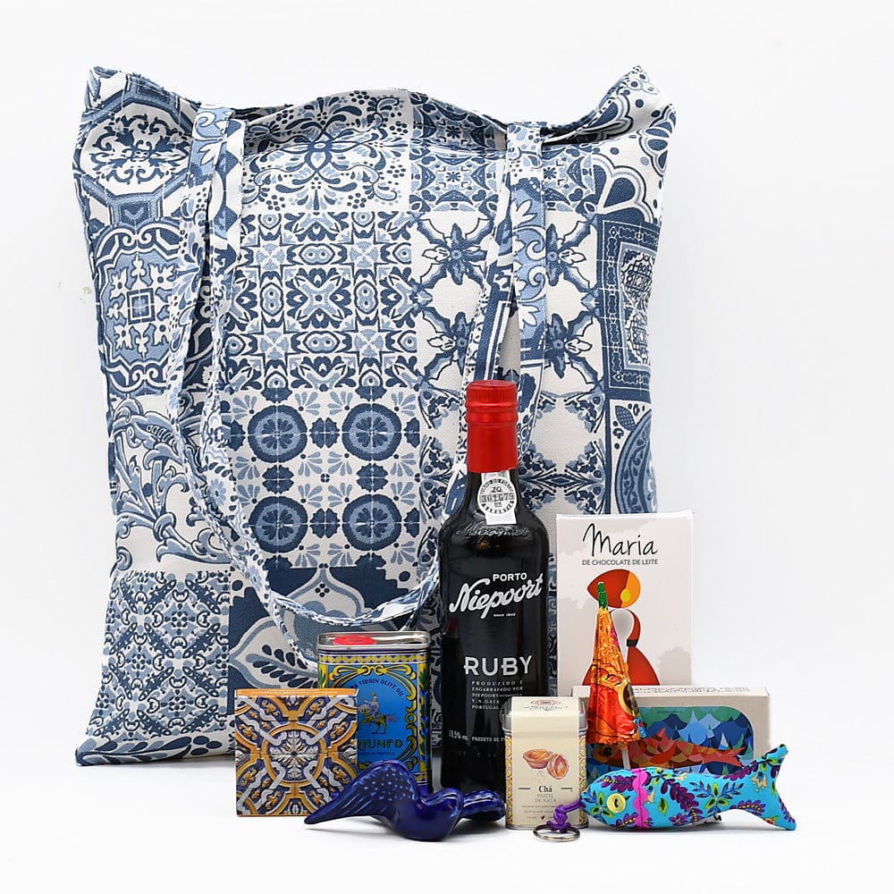 Coffret cadeau portugais spécial Noël Coffret cadeau "Natal" En Tote bag "Azulejos"