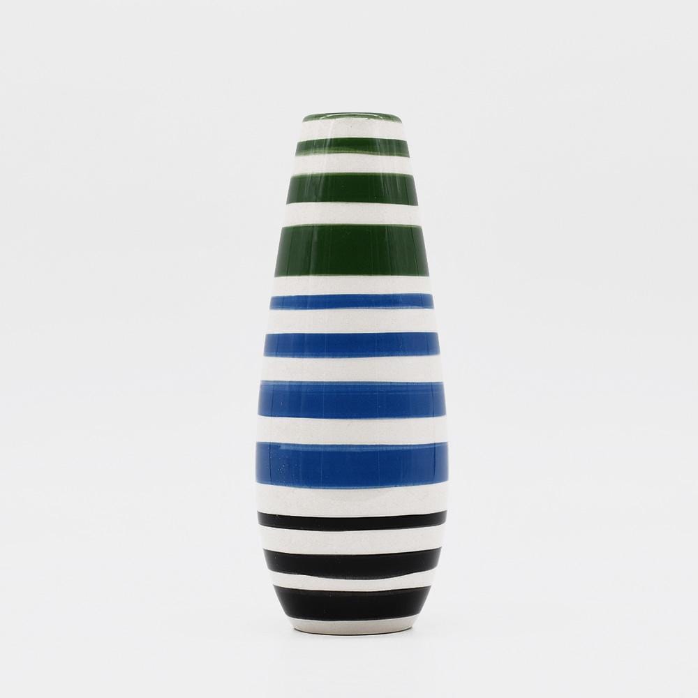 Ensemble de 3 vases rayés vert et bleu