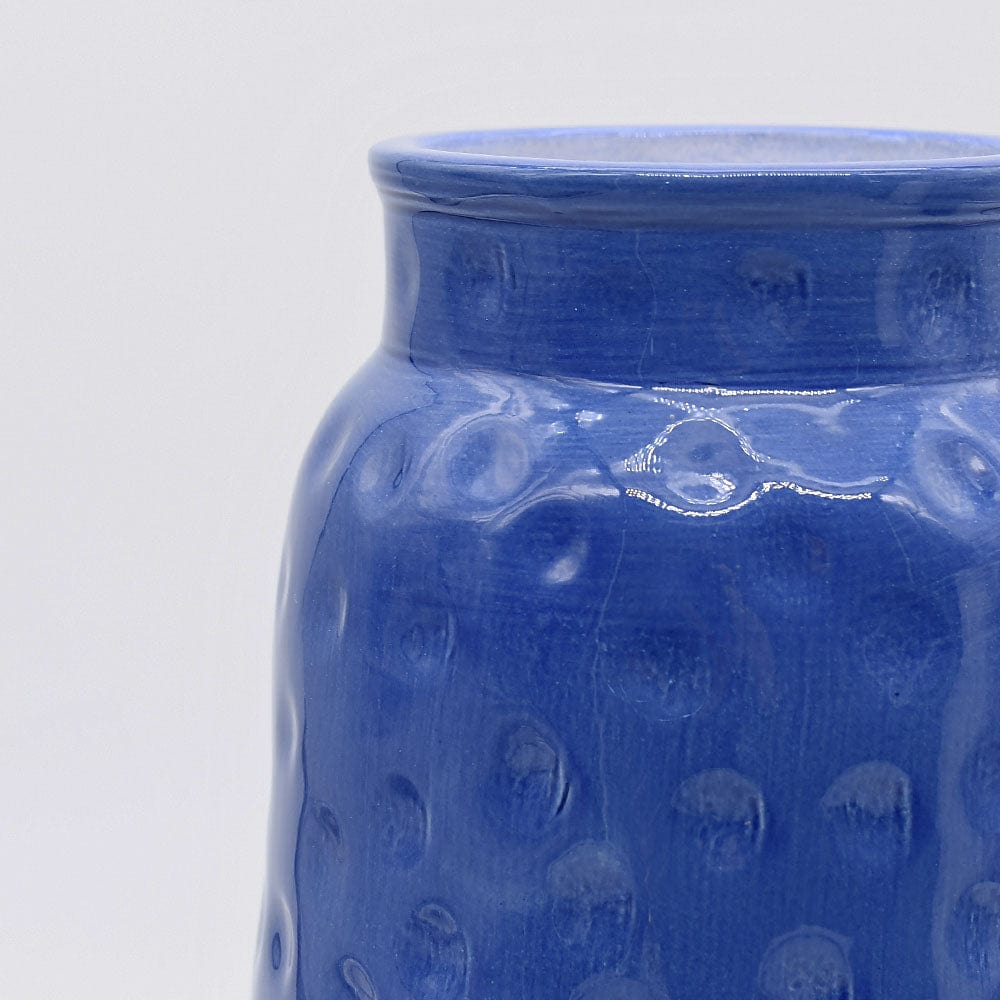 Grand saladier en céramique rouge I Motifs dentelles portugaises Vase en céramique - Bleu