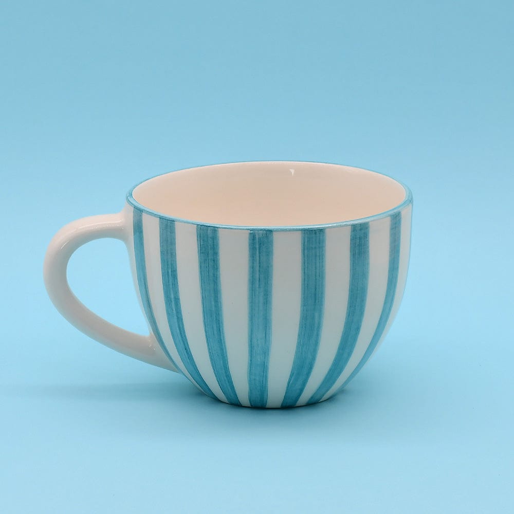 Grande tasse en porcelaine portugaise I Vente en ligne Grande tasse "Costa Nova Mar" - Turquoise