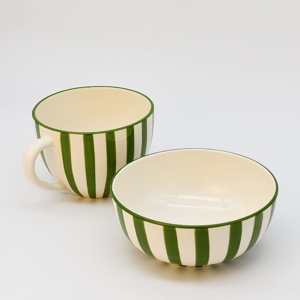 Grande tasse en porcelaine portugaise I Vente en ligne Grande tasse "Costa Nova Mar" - Verte