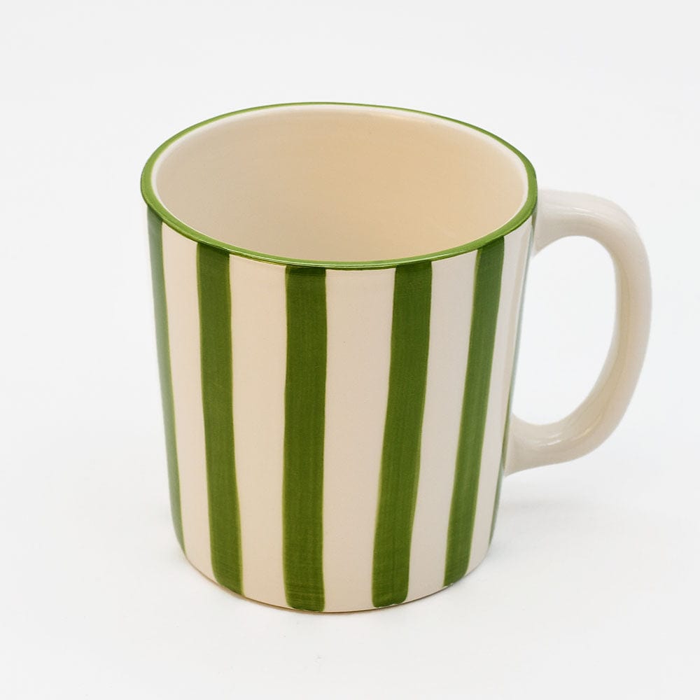 Mug en céramique portugaise rayé vert et blanc Mug rayé "Costa Nova Mar" - Vert