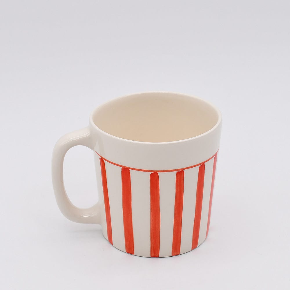 Mug rayé rouge et blanc en céramique portugaise I Vente en ligne Mug rayé en céramique "Costa Nova Mar" - Rouge