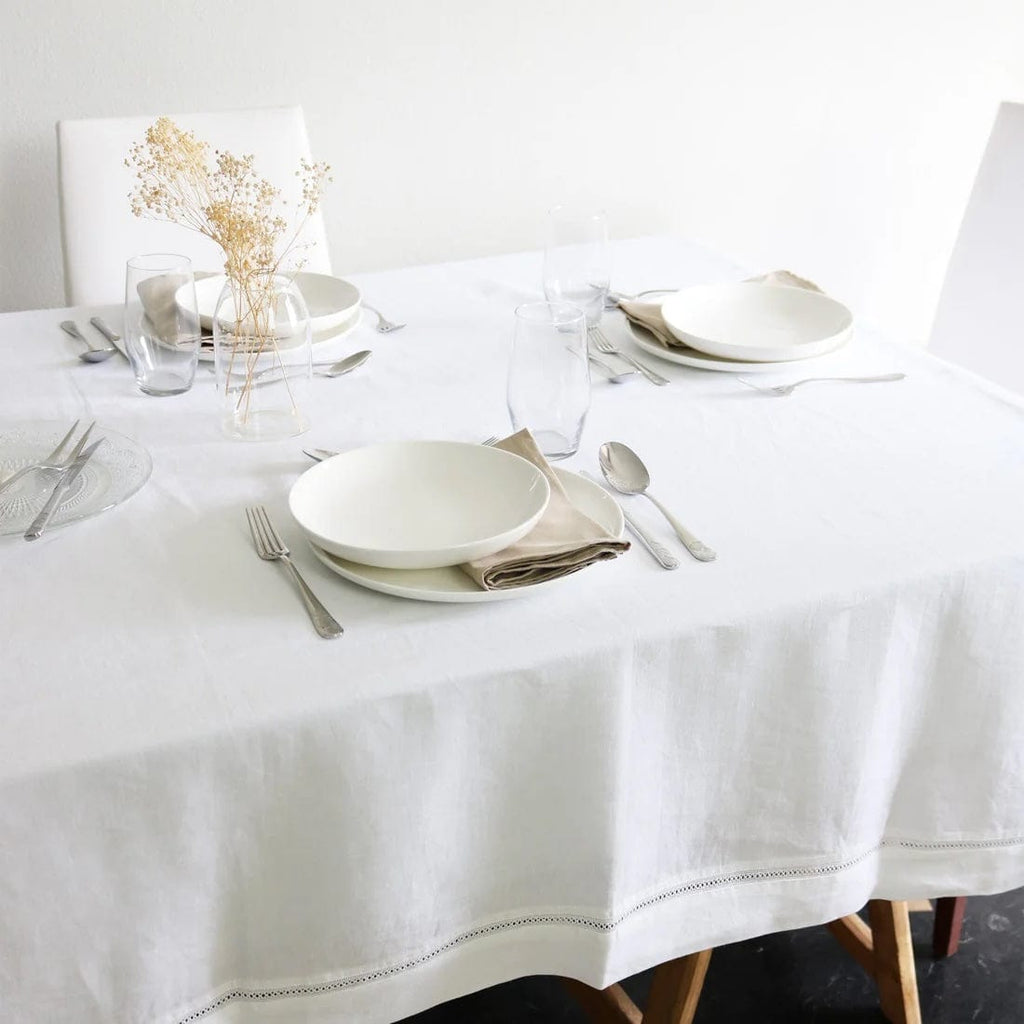 Nappe blanche en lin I Linge de table portugais Nappe en lin