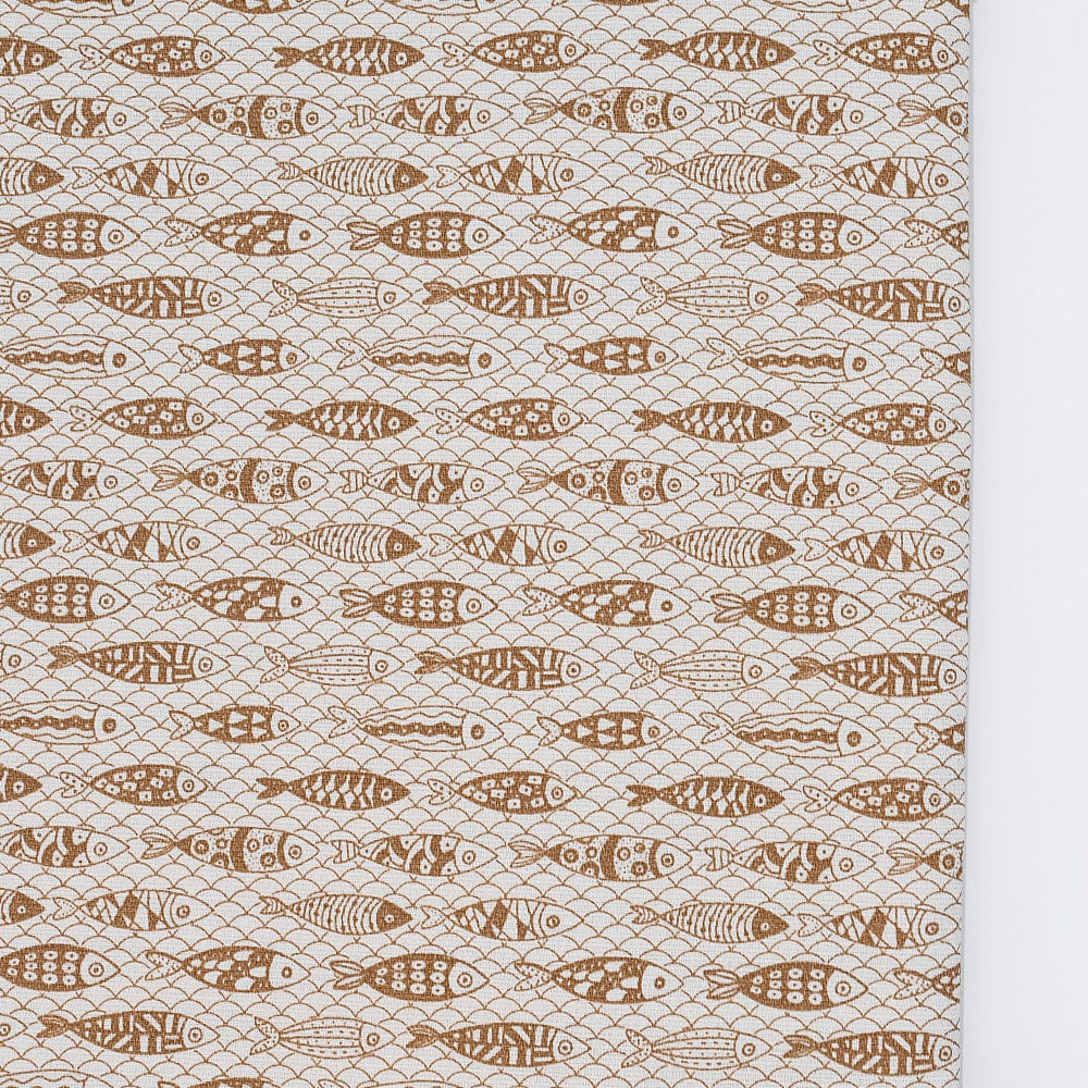 Nappe portugaise en coton motifs sardines marron Nappe en coton "Sardinhas" - Marron