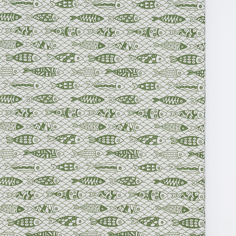 Nappe portugaise en coton motifs sardines vertes Nappe en coton "Sardinhas" - Vert