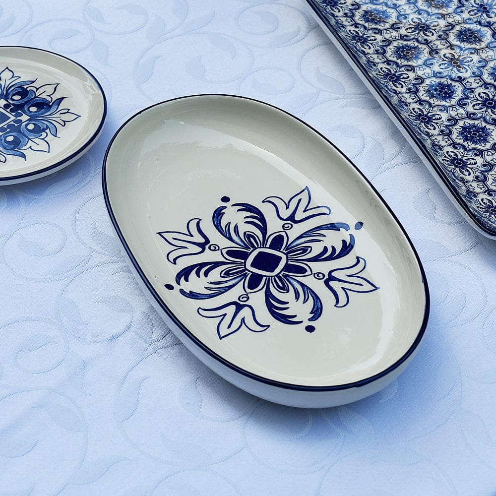 Plat ovale en céramique motifs Azulejos 24cm version 2 Plat ovale en céramique "Floral" - 24cm