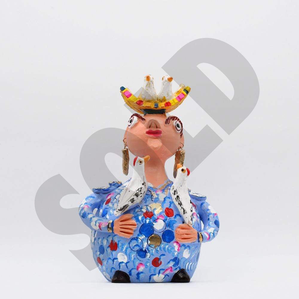 Statuette Boneca aos passarinhos I Julia Cota I Artiste portugaise Boneca Barriguda 30cm - Jùlia Côta