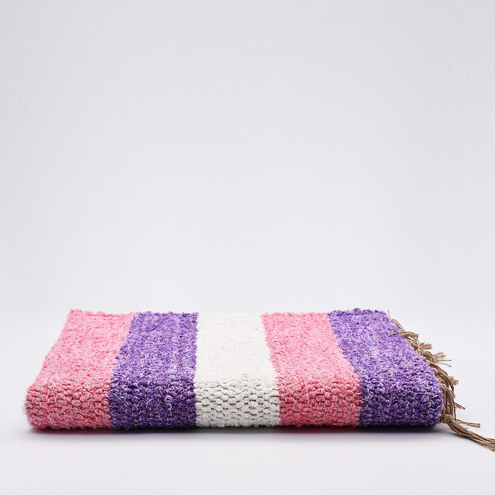 Tapis artisanal rayé rose I Tapis artisanal portugais Tapis Artisanal rayé - Rose, violet, beige