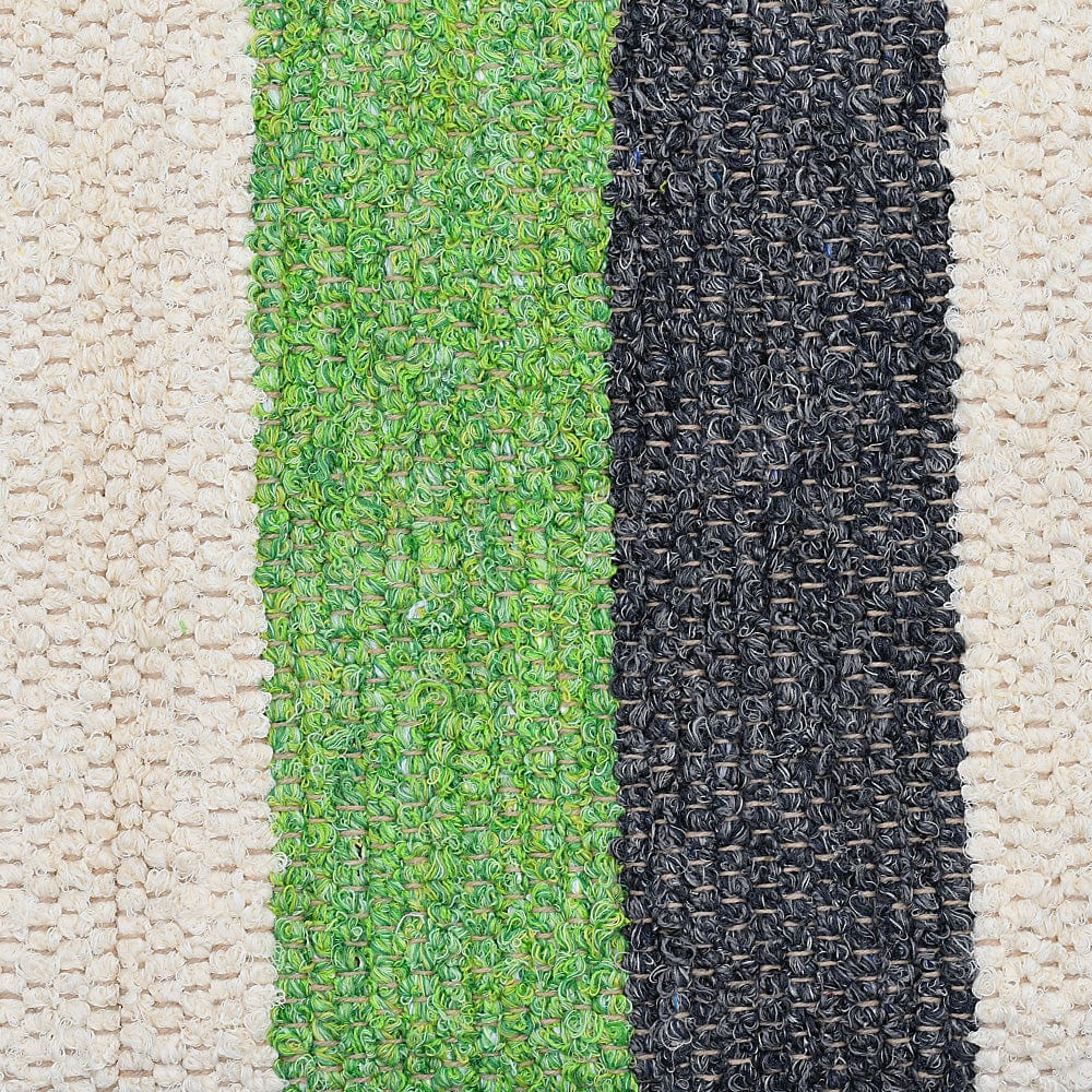 Tapis artisanal rayé vert I Tapis artisanal portugais Tapis Artisanal rayé - Vert, gris, beige