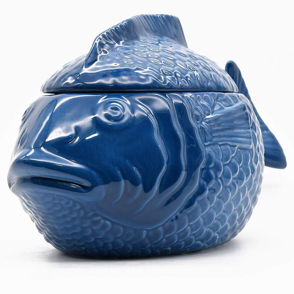 Assiette en forme de poisson I Vaisselle artisanale du Portugal Soupière poisson - Bleu cobalt