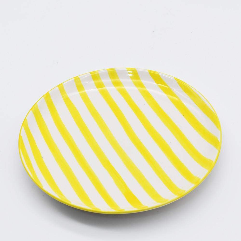 Assiette en porcelaine portugaise I Vaisselle du Portugal en ligne Assiette "Costa Nova Mar" 20cm - Jaune