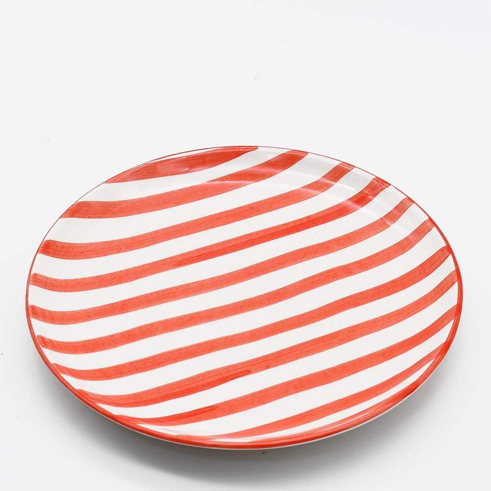 Assiette en porcelaine portugaise I Vaisselle du Portugal en ligne Assiette "Costa Nova Mar" 20cm - Rouge