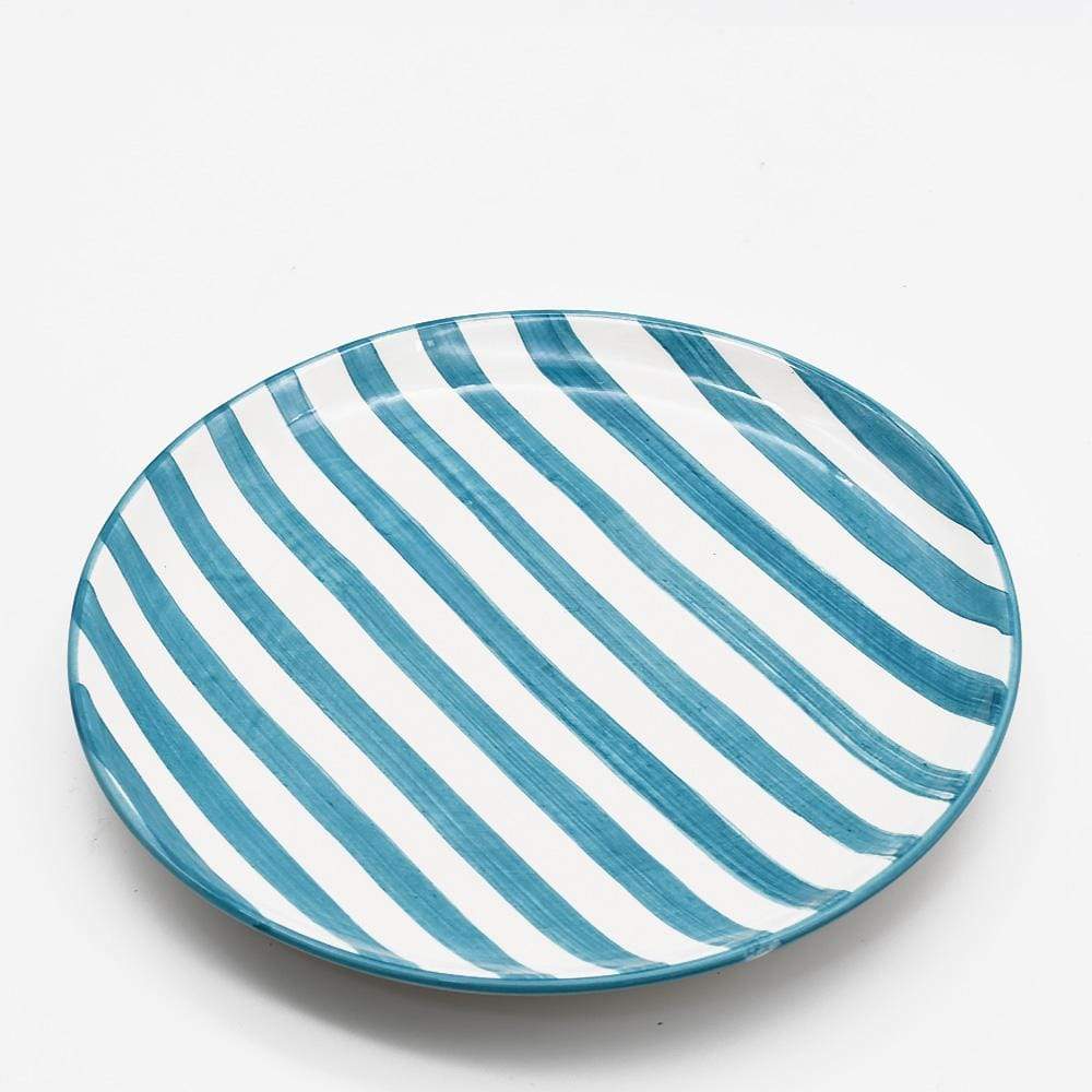 Assiette en porcelaine portugaise I Vaisselle du Portugal en ligne Assiette "Costa Nova Mar" 20cm - Turquoise