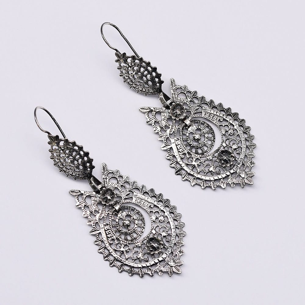 Boucles d'oreille de la Reine en argent 6.5cm I Bijoux portugais Brincos À Rainha I Boucles d'oreille en argent - 6.5cm