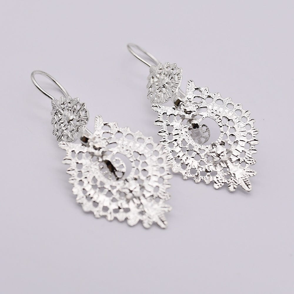 Boucles d'oreille de la Reine en argent I Bijoux portugais Brincos À Rainha I Boucles d'oreille en argent - 3.5cm