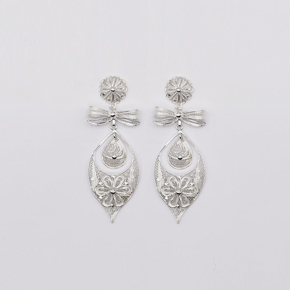 Boucles d'oreille en filigrane d'argent doré I Vente de bijoux argent Brincos À Princesa I Boucles d'oreille en argent - 9cm