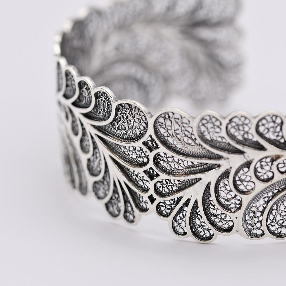 Silver filigree cuff bracelet with gold finish – Luisa Paixao