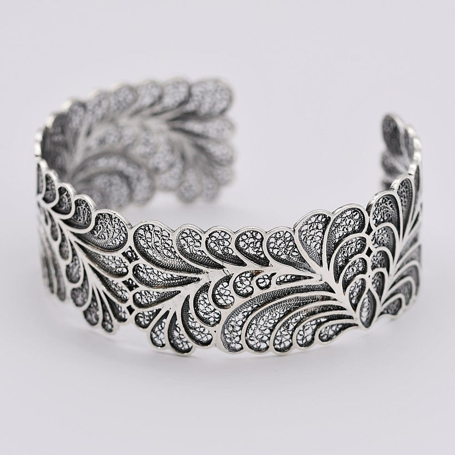 Silver filigree cuff bracelet with gold finish – Luisa Paixao