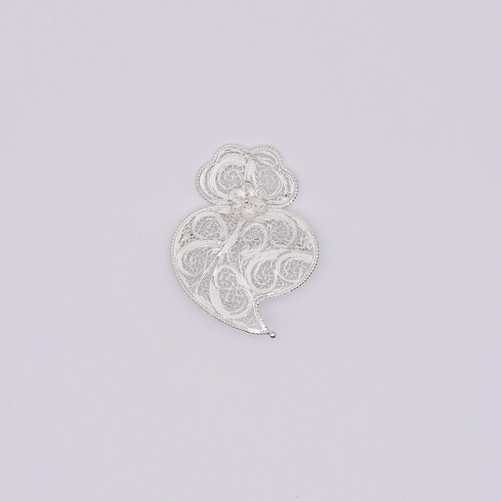 Broche Coeur de Viana en argent 11 cm I Vente bijoux argent Coração de Viana I Broche en argent - 6cm