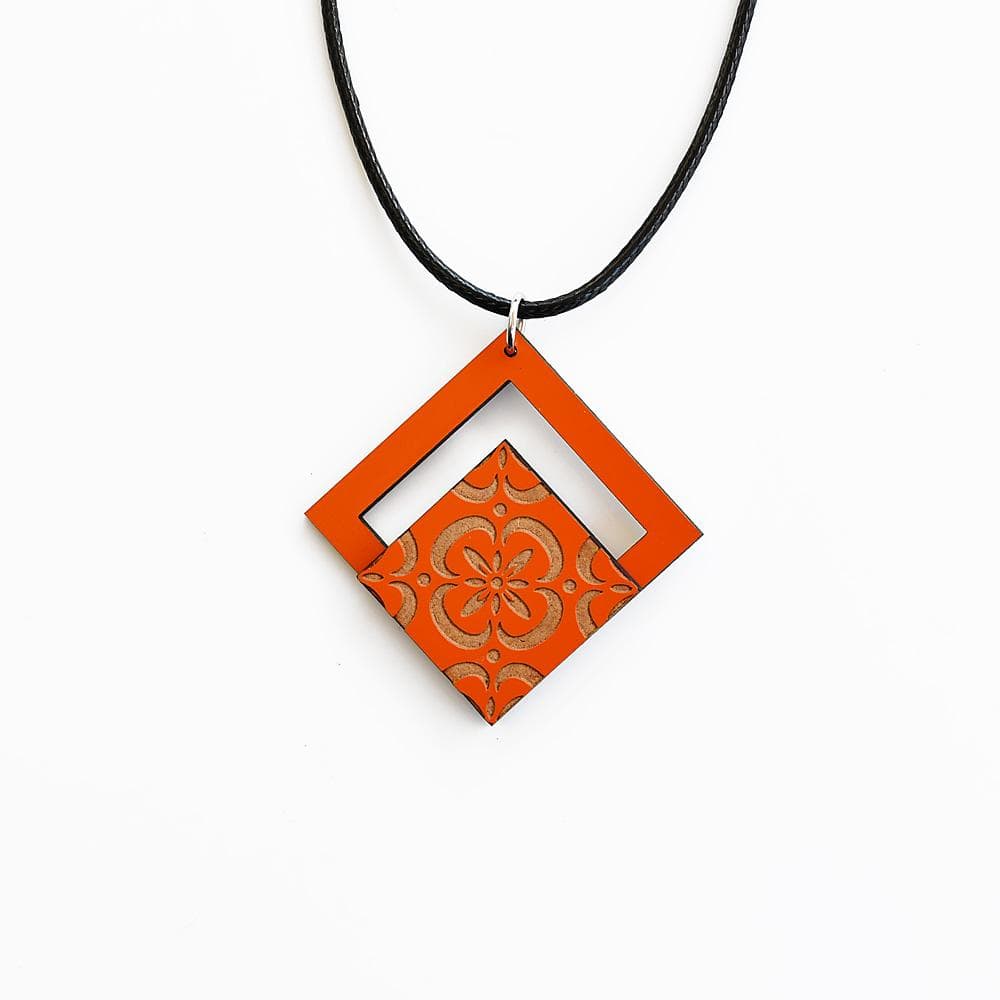 Collier à pendentif Azulejos orange I Bijoux fantaisie portugais Collier "Azulejos" - Orange #1