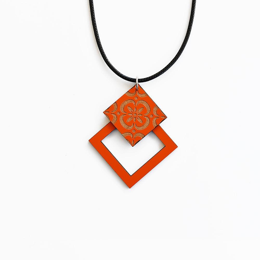 Collier à pendentif Azulejos orange I Bijoux fantaisie portugais Collier "Azulejos" - Orange #3