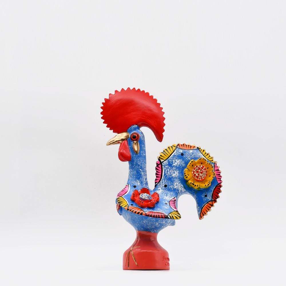 Coq de Barcelos I Statuette en céramique du Portugal  Coq de Barcelos 25cm bleu - Prazeres Côta