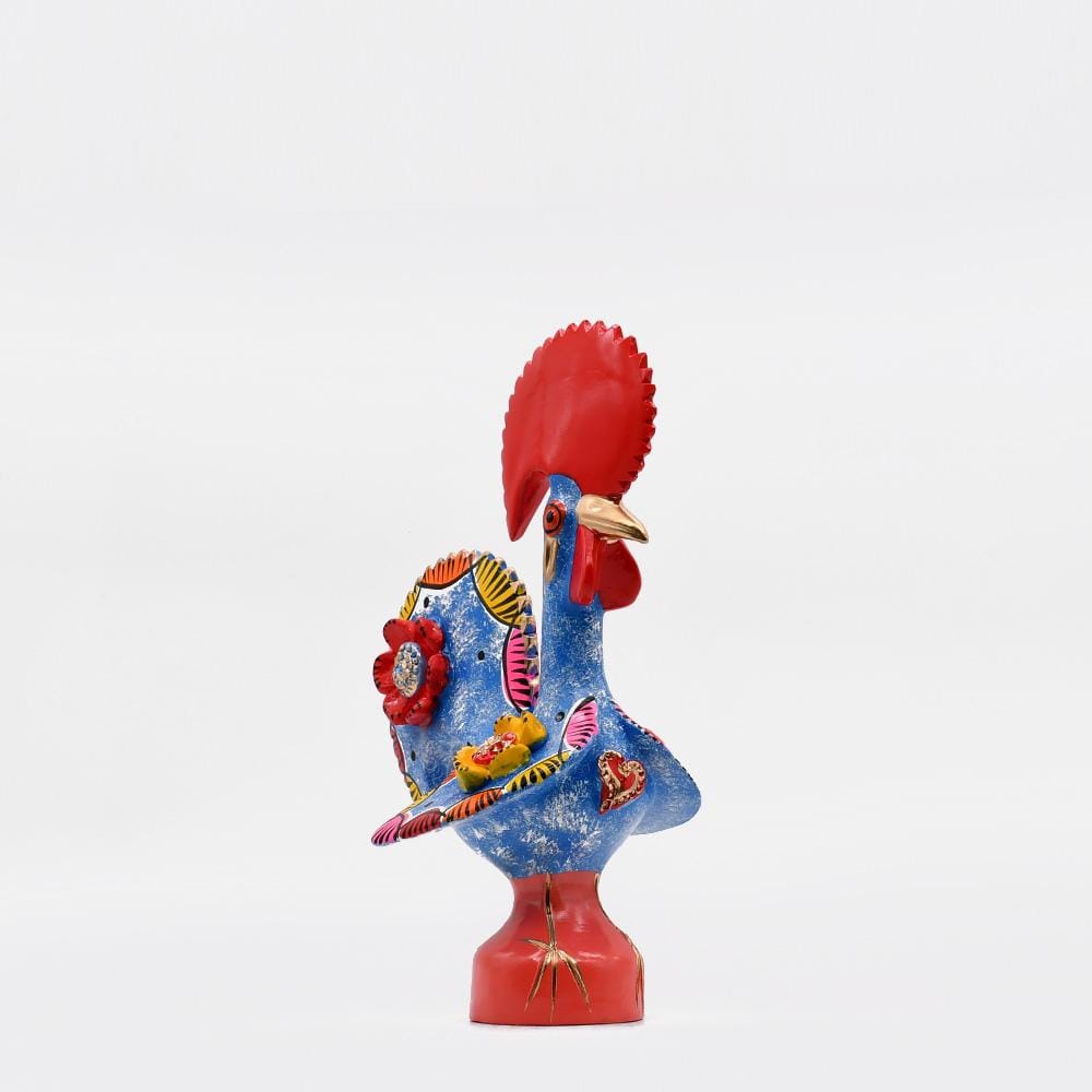 Coq de Barcelos I Statuette en céramique du Portugal  Coq de Barcelos 25cm bleu - Prazeres Côta