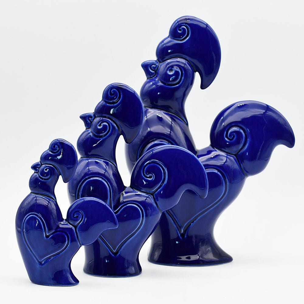 Coq en céramique bleu Cobalt I Produit artisanal du Portugal Coq en céramique - Bleu