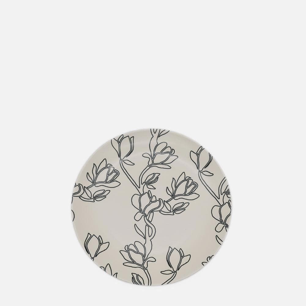 Ensemble de 4 assiettes en grès au motifs floraux Assiette en grès "Flores" - 21cm