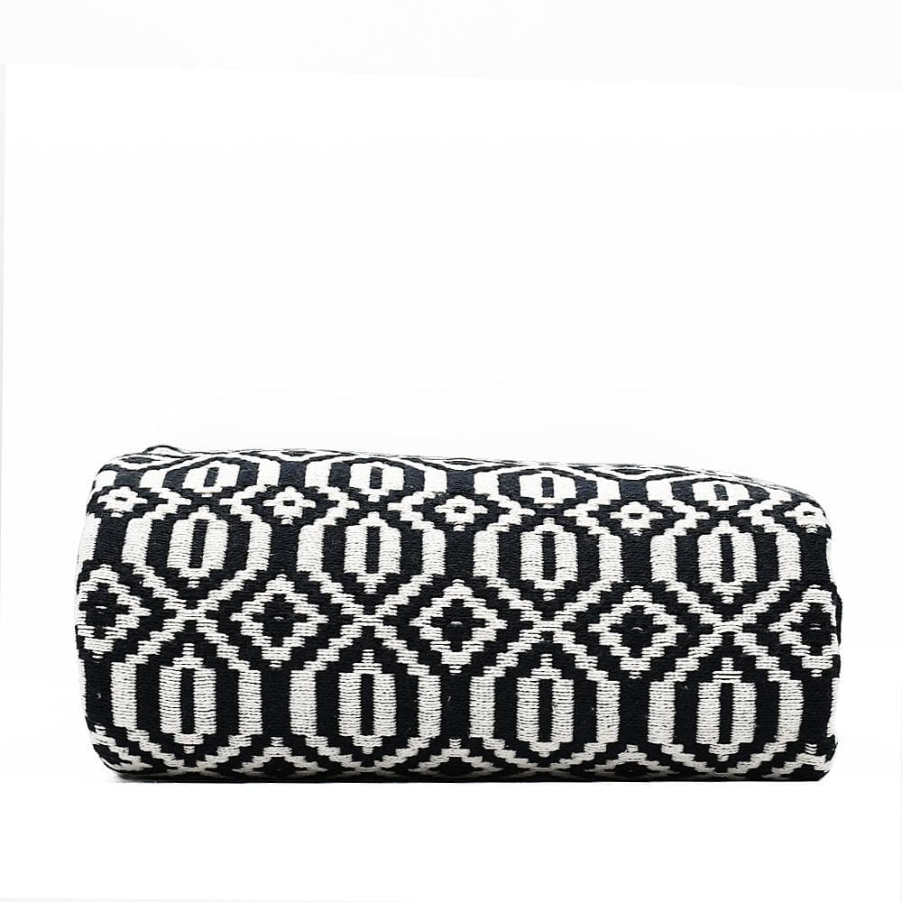 Grand plaid en coton blanc et noir tissé au Portugal Plaid en coton "Hexa" 210X140 - Noir