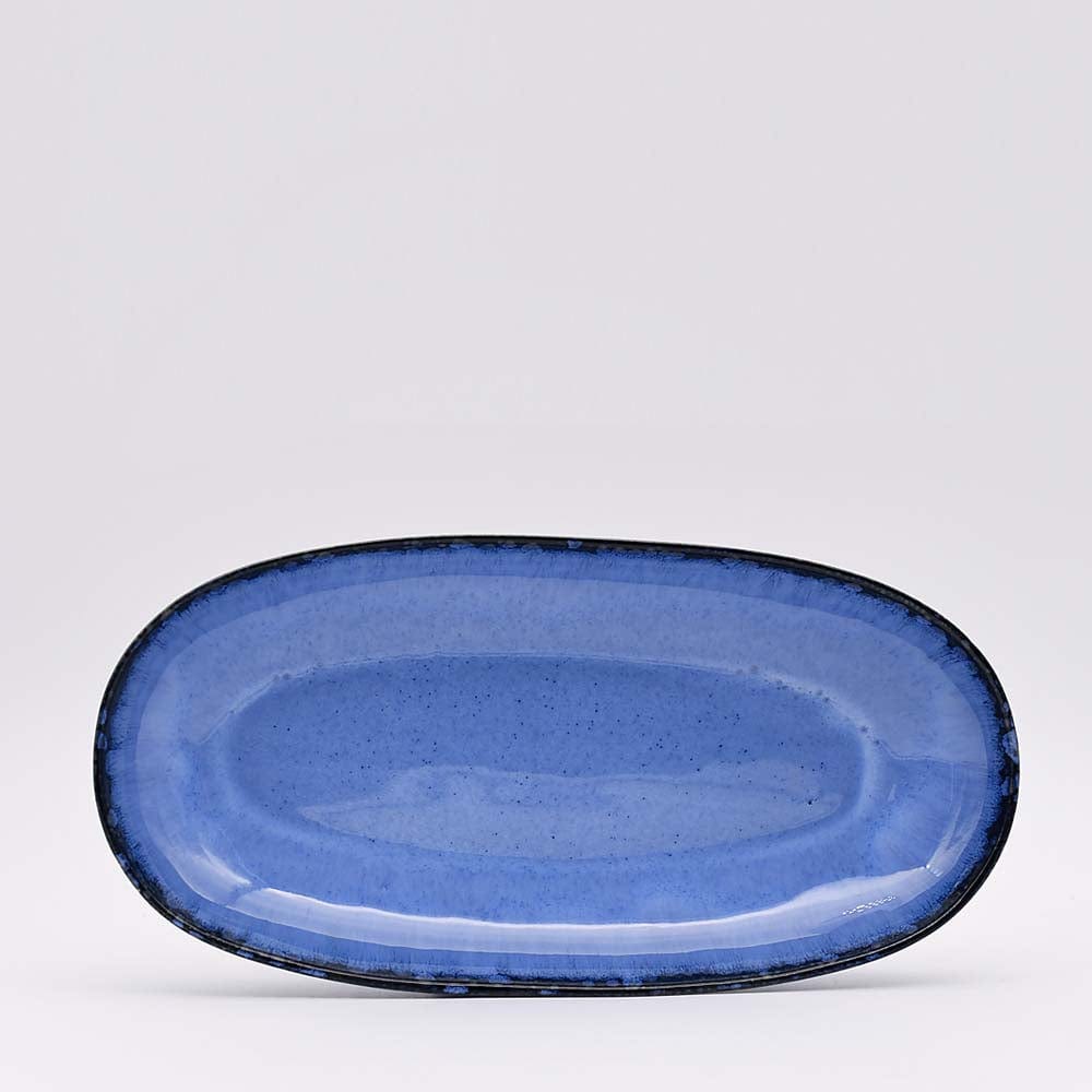 Grande assiette en grès de la collection portugaise Amazonia Plat de service en grès "Amazonia" Bleu - 34cm