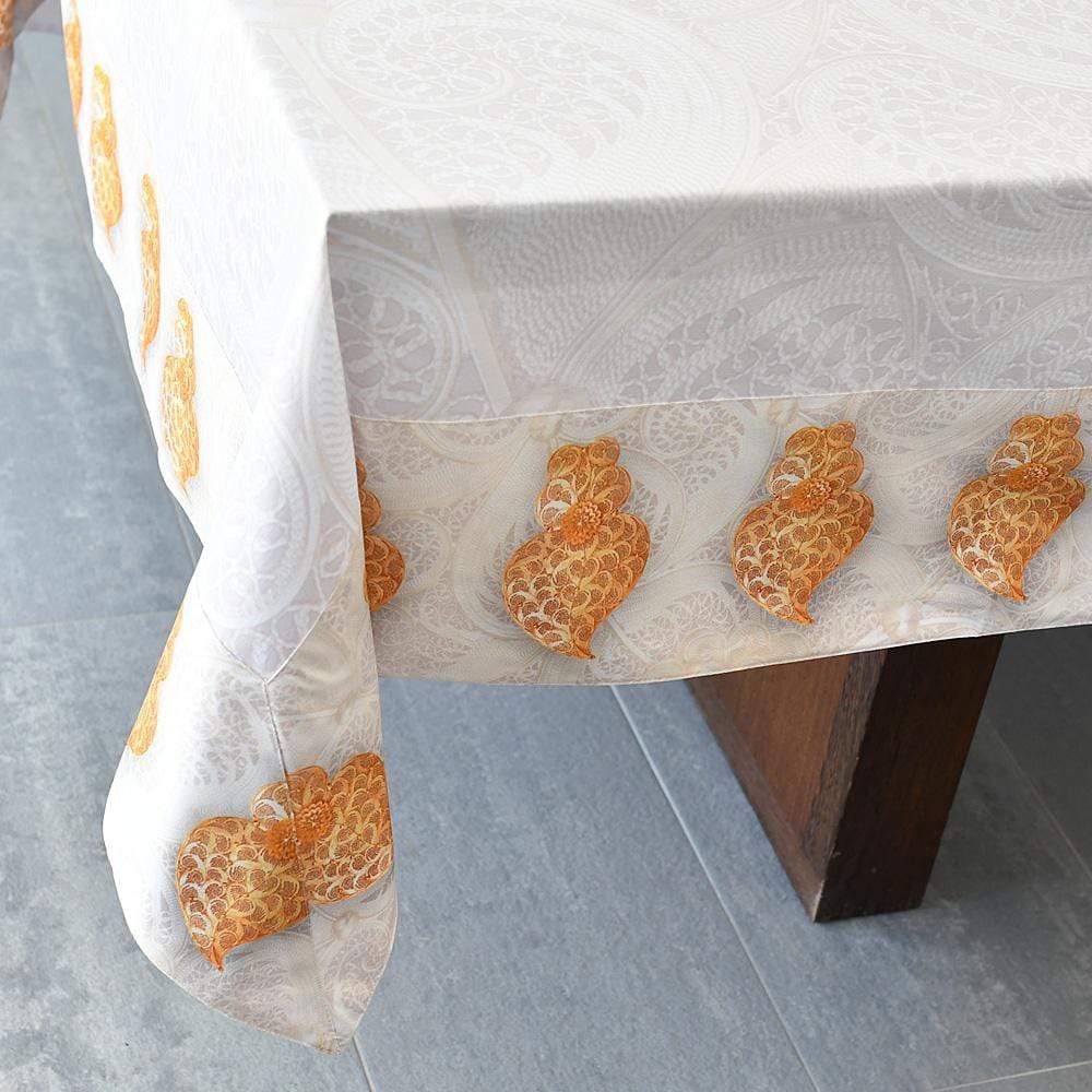 Nappe blanche doublée I Qualité professionnelle Nappe Blanche Coeur de Viana 300x160