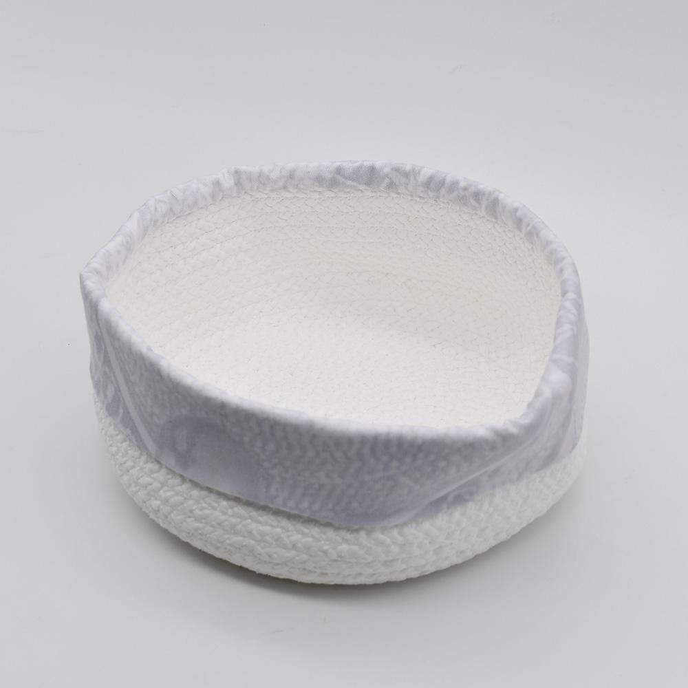 Panier en coton tressé blanc et gris I Produit portugais Panier en coton - Blanc et gris