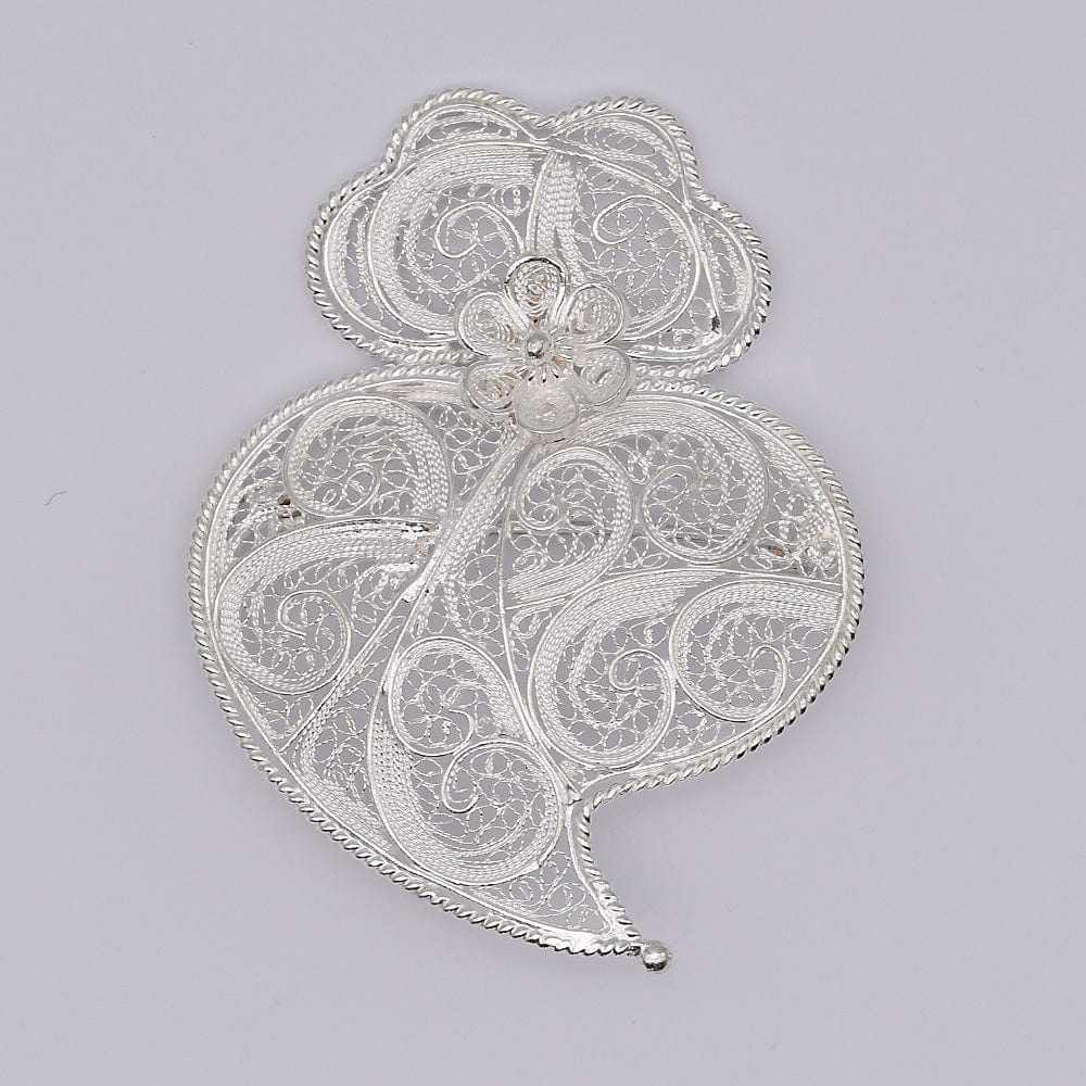 Pendentif Coeur de Viana en argent 11 cm I Vente bijoux argent Coração de Viana I Broche en argent - 6cm