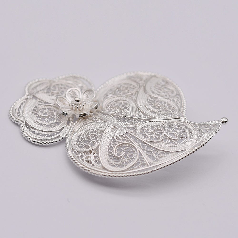 Pendentif Coeur de Viana en argent 11 cm I Vente bijoux argent Coração de Viana I Broche en argent - 6cm