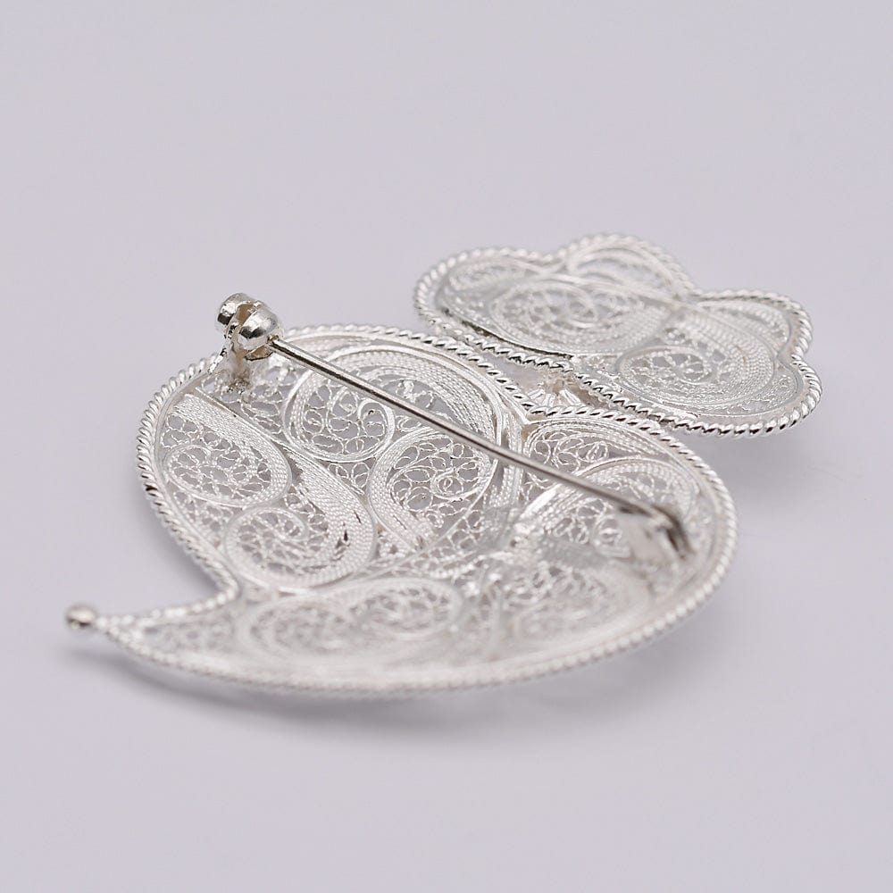 Pendentif Coeur de Viana en argent 11 cm I Vente bijoux argent Coração de Viana I Broche en argent - 6cm