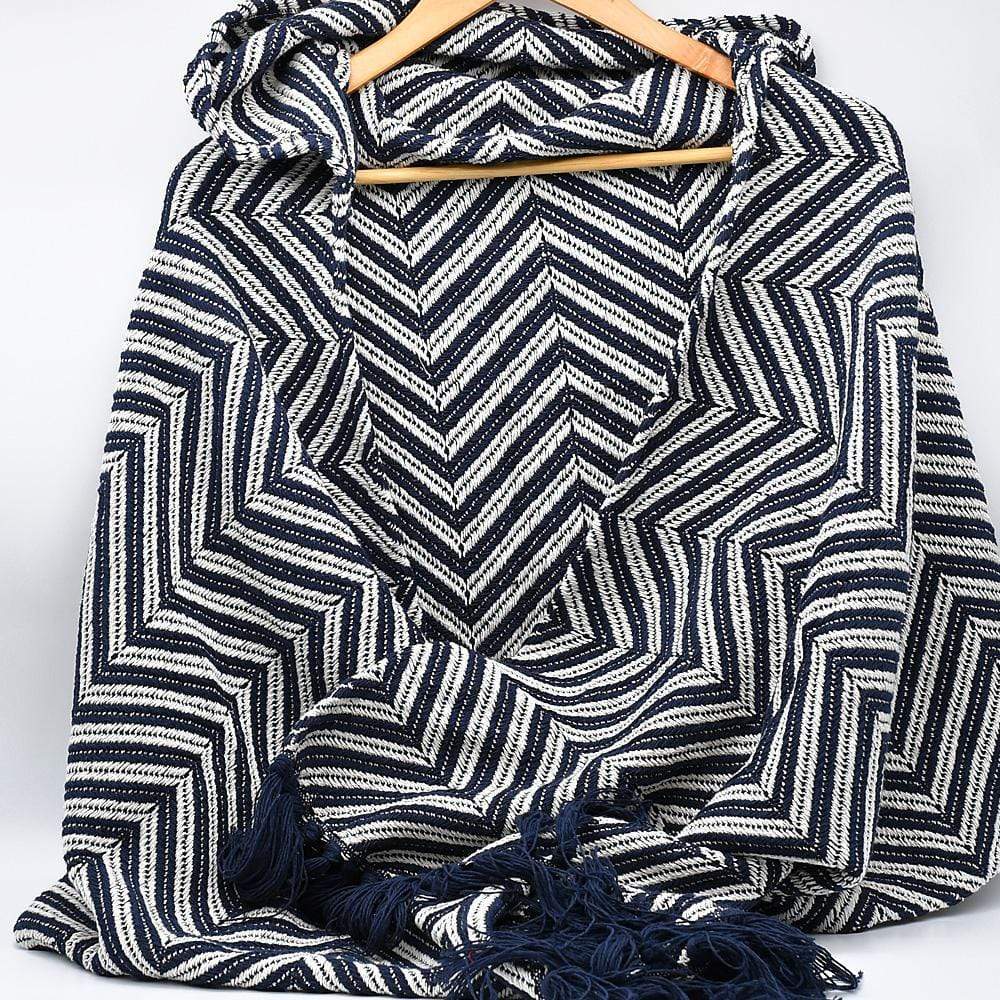 Plaid poncho en coton I Artisanat du Portugal en ligne Plaid poncho en coton Bleu