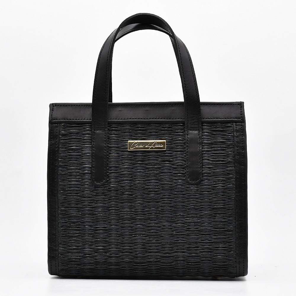 Sac à main en cuir et jonc noir I Tendance portugaise I Vente en ligne Sac en cuir et jonc 26cm - Noir