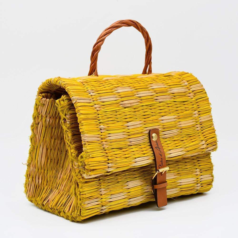 Sac cartable en jonc I Jaune 25cm I Produit du Portugal Sac cartable en jonc 25cm - Jaune