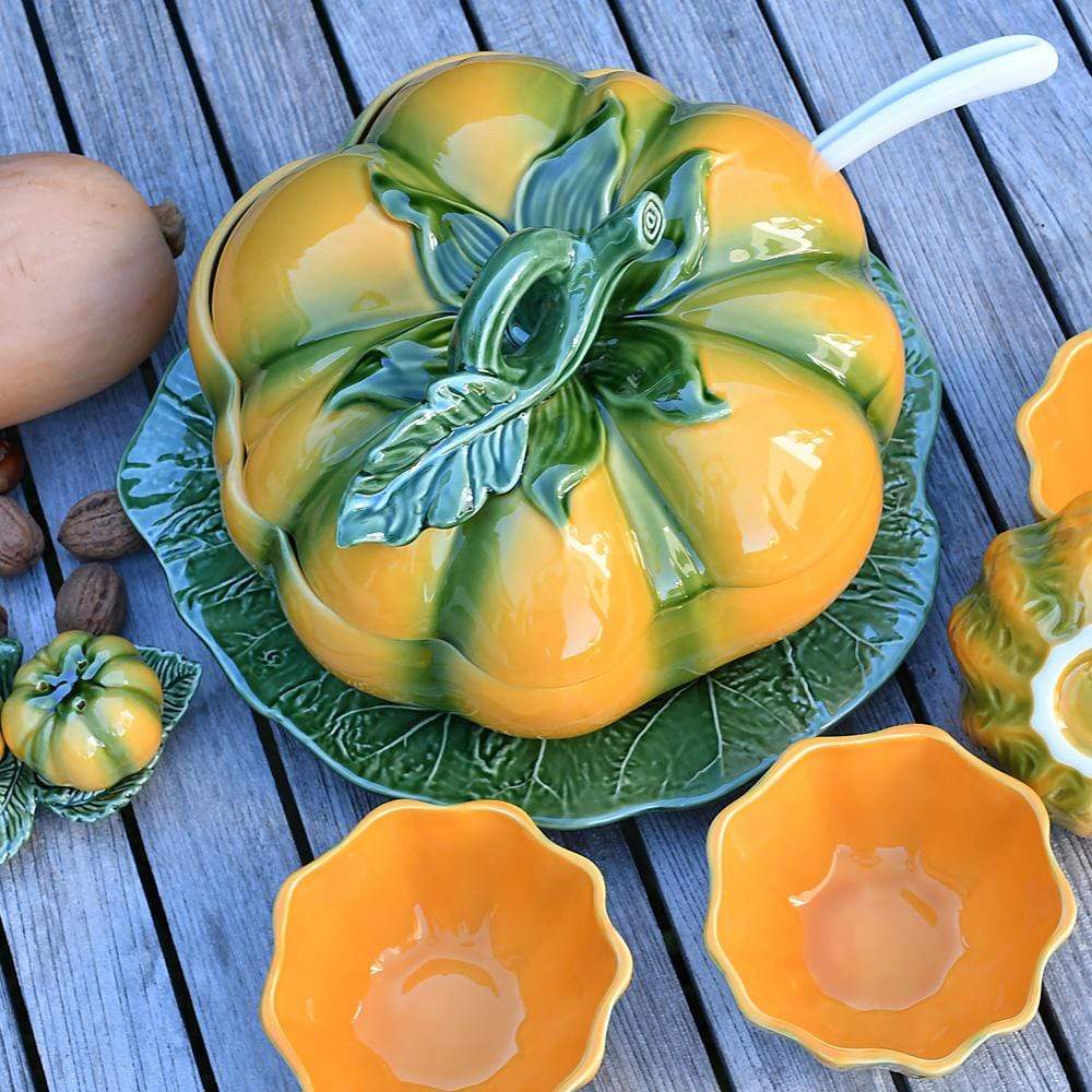 Soupière en forme de citrouille I Vaisselle traditionnelle portugaise Soupière en céramique "Abóbora"