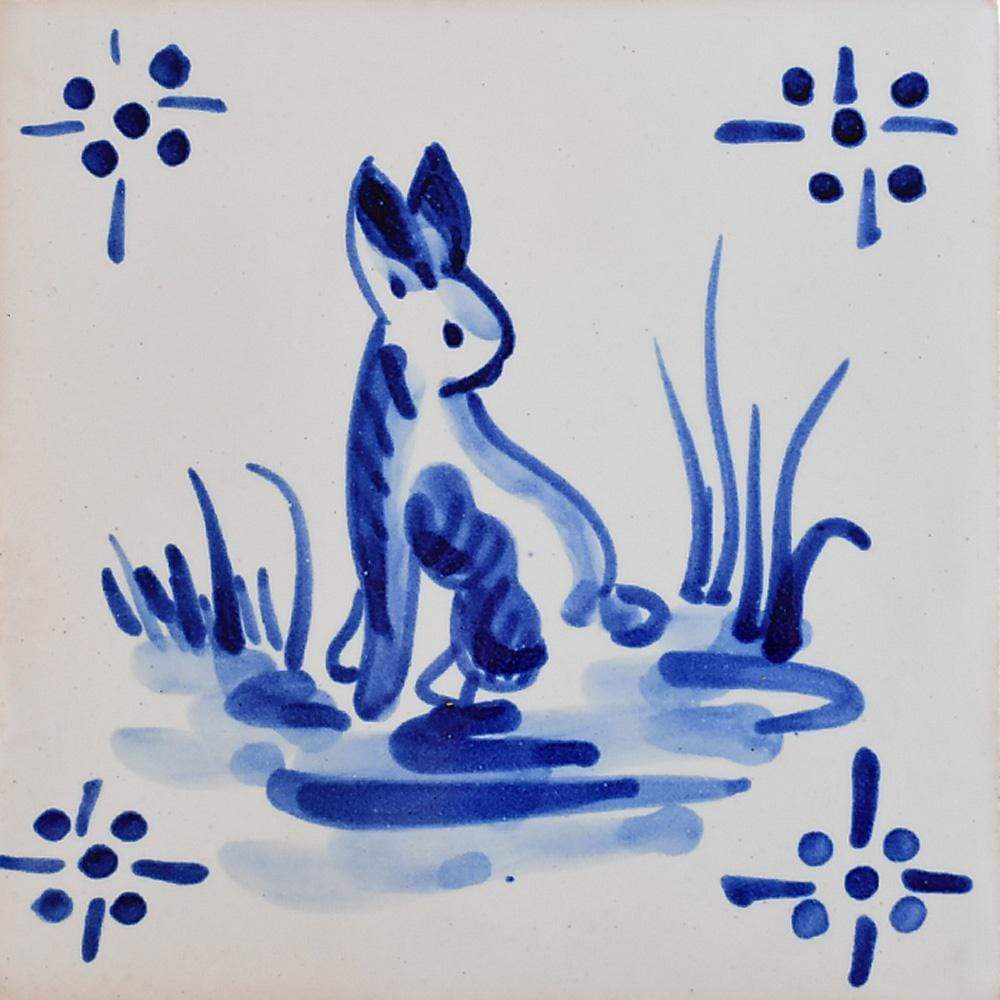 Sous plat Azulejo Coelho I Azulejo du Portugal Azulejo 14x14cm - Coelho